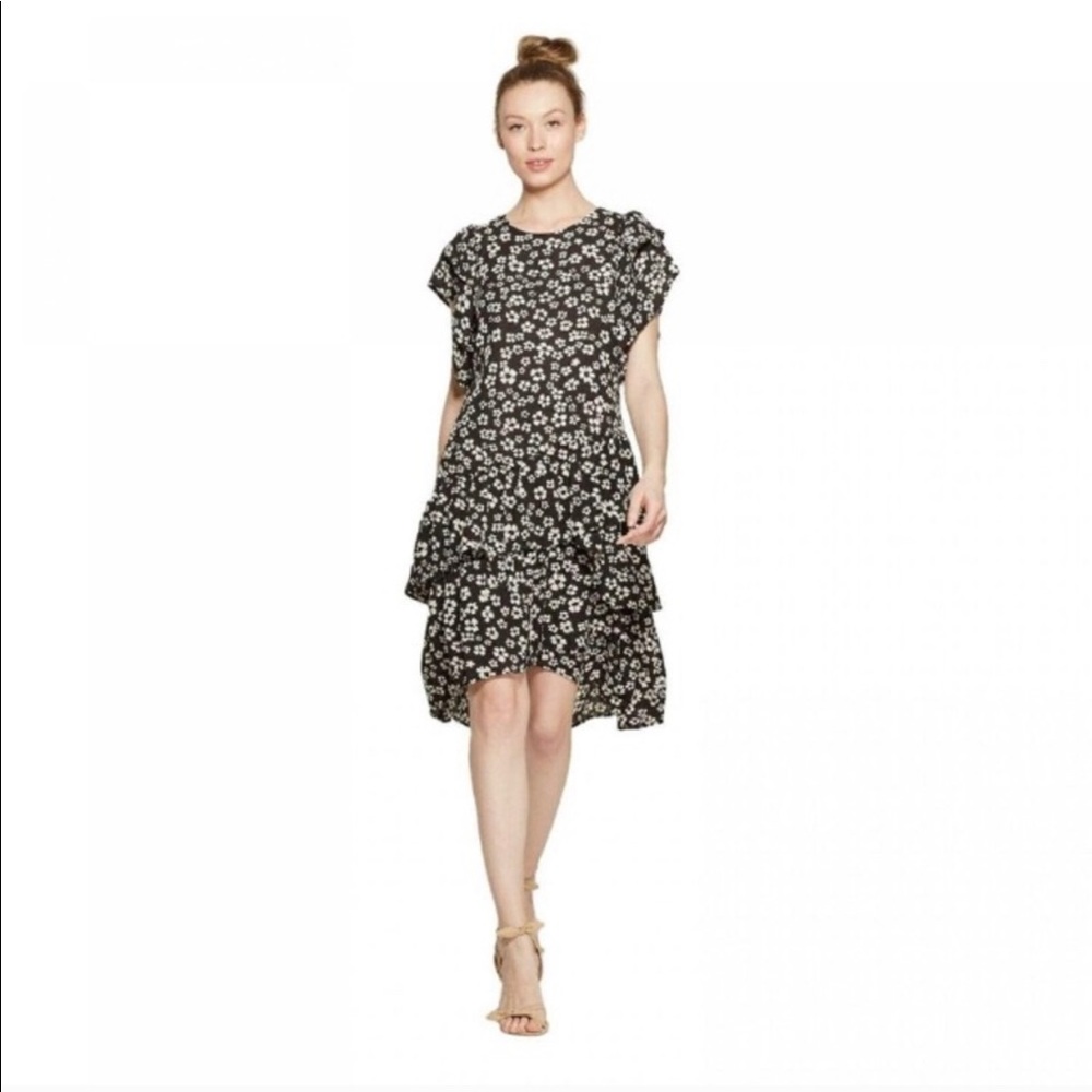 Who What Wear Meadow Floral Ruffle Dress